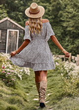 Leopard Leisure Off the Shoulder Dress