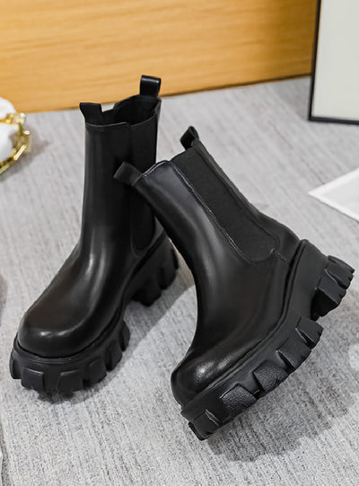 Thick-soled Heel Chelsea Booties