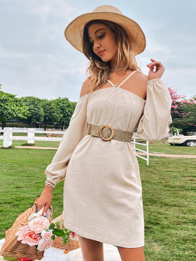 Loose Casual Straps Long Sleeve Dress