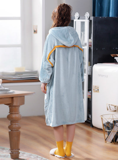 Star Winter Coral Velvet Bathrobe Extended Thick Flannel