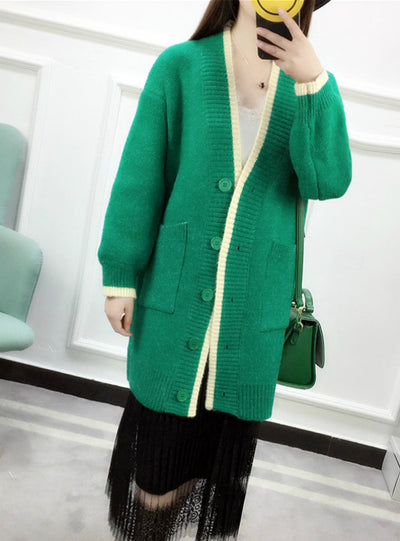 Long Sleeved Cardigan Long Thick Sweater Women