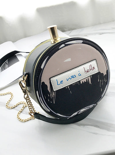 Small Round Bag Slung Wild Girl Chain PU Bag