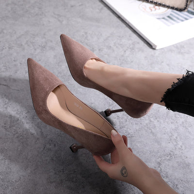 Pointed High Heels Fashion Simple Suede Shoes