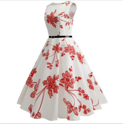 Women Retro 50s Print Dress