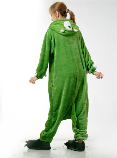 Flannel Green One-Eyed Monster Cartoon Pajamas
