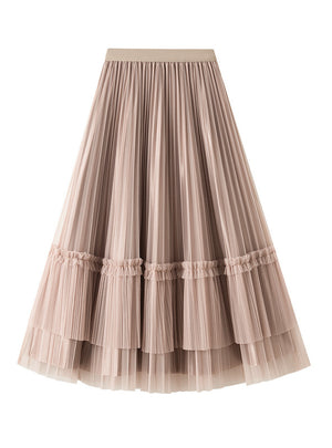 Pleated Gauze Both Sides Wear Skirts