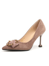 Sexy Pointed Thin Heel Rhinestone Suede Shallow Shoes