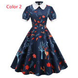Printed Short Sleeve Doll Collar Printed Dress
