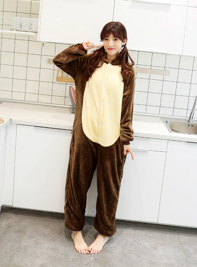 Flannel Cartoon Conjoined Animal Pajamas Chipmunk