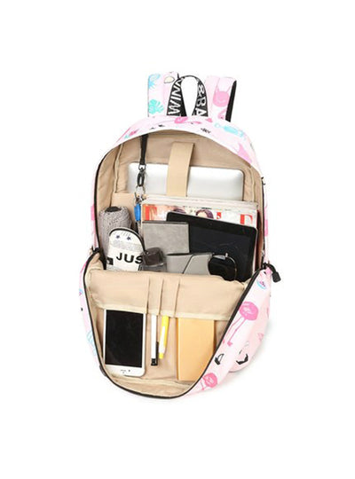 Pink Flamingo Animal Knapsack Printing School Bagpack Bag