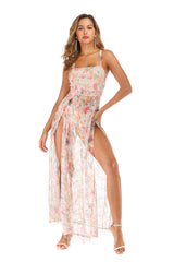 Sexy Sling Perspective Printed Sequined Dress