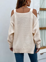 Solid Color Split Sling Sweater