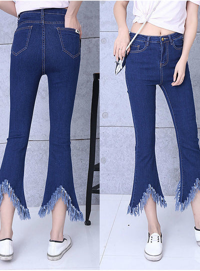 Flare Capris Jeans Ankle Length Skinny Pants
