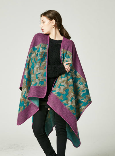 Camouflage Cashmere Split Long Padded Shawl