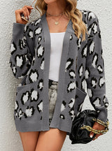 Long Leopard Cardigan Sweater Coat