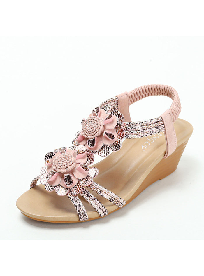 Thick-soled Sponge Cake Wedge Flower Sandals
