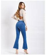 Women Wide-leg Webbing Jeans