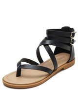Retro Roman Thin Ribbon Cross Flat Sandals