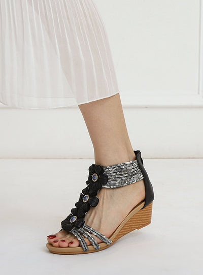 National Style High-heeled Platform Sandals