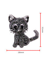 Vintage Black Crystal Cute Cat Brooch Pins