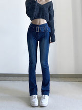 Stretch Horn Straight Hip-lifting Jeans