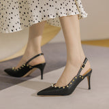 Heel-pointed Rivet Rear Hollow High-heeled Sandals