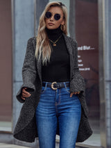 Long Sleeve Ruffled Lapel Loose Sweater Coat