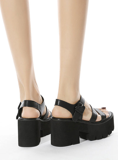 Thick Heel Metal Waterproof Platform Sandals