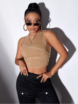 Solid Color Slim Sleeveless Vest T-shirt