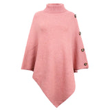 Solid Color Turtleneck Sweater Shawl Cloak