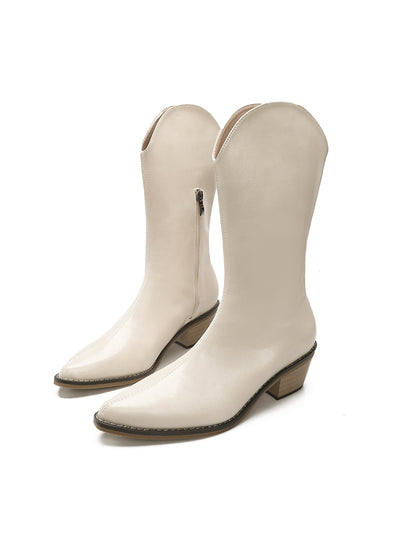 Retro Side Zipper Center Tube Pointed Rider Boots