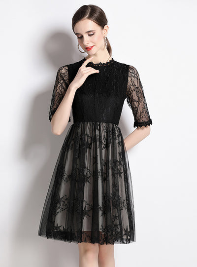 Black Lace Tulle Girl Dress