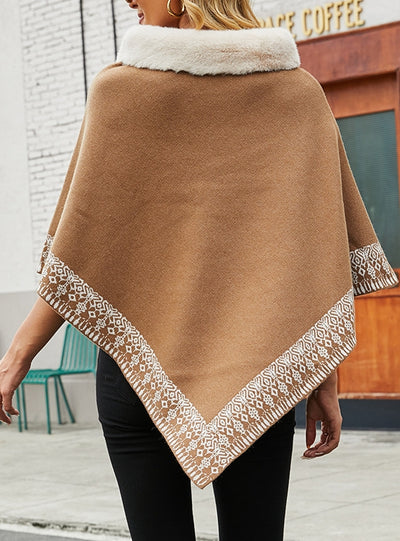 Fur Collar Cape Shawl Coat