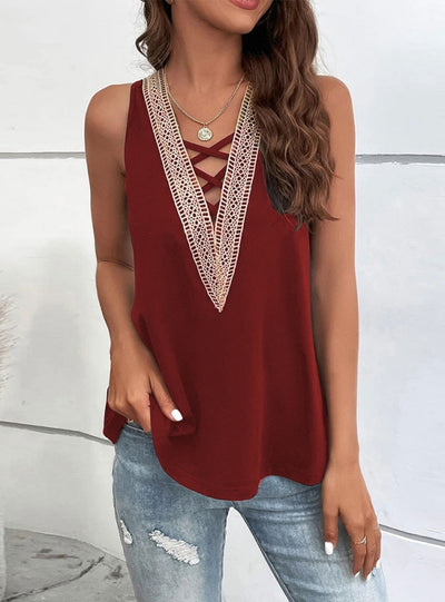 Sexy Hollow V-neck Sleeveless Casual Vest
