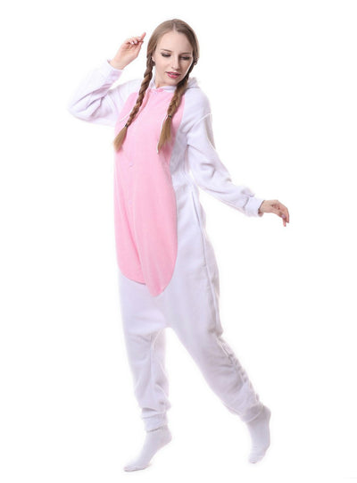 Flannel White Pink Goat Pajama Animal Sleepwear