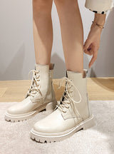 Women's Thick Bottom Zipper Middle Tube Boots