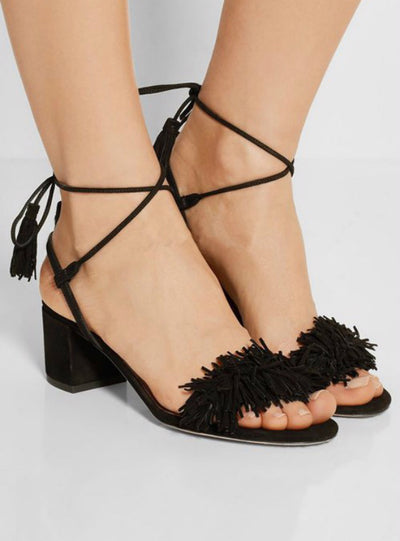 LACE UP PEEP TOE SANDALS HIGH HEELS ANKLE BOOTS