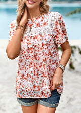 Printed Short-sleeved Round Neck Shirt