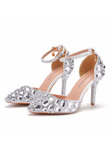 9 CM Rhinestone Pointed Sandals Wedding Shoes