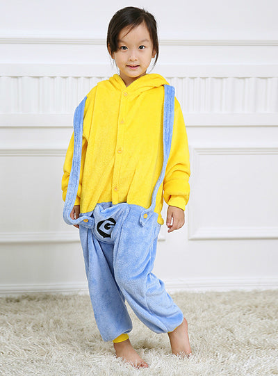 Children Minions Pajamas Set Unisex Flannel Stitch