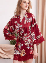 Silk Pajamas Printed Bathrobe