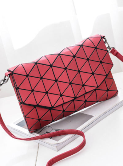 Solid Plaid Geometric Lingge Envelope Handbag