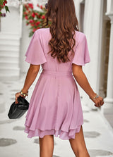 V-neck Casual Solid Color Dress