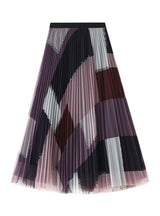 High Waist Pleated Long Plaid Gauze Skirt