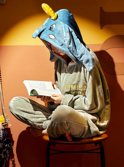 Elephant Velvet Padded Coral Velvet Warm Suit Cartoon