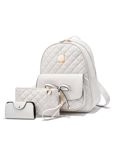 Bow Shoulder Bag Rhombic Backpack Set