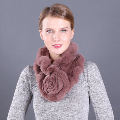 Lotus Leaf Rex Rabbit Fur Scarf Warm Fur Scarf