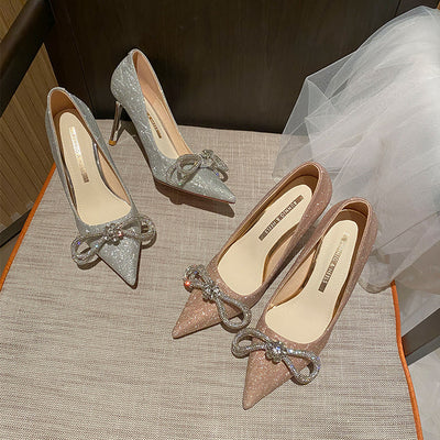 Pointed Thin Heel Crystal High-heeled Shoes