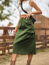 Drawstring Denim Frock Skirt