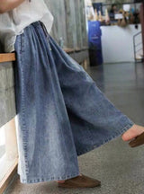Women Loose-laced Wide-leg Jeans